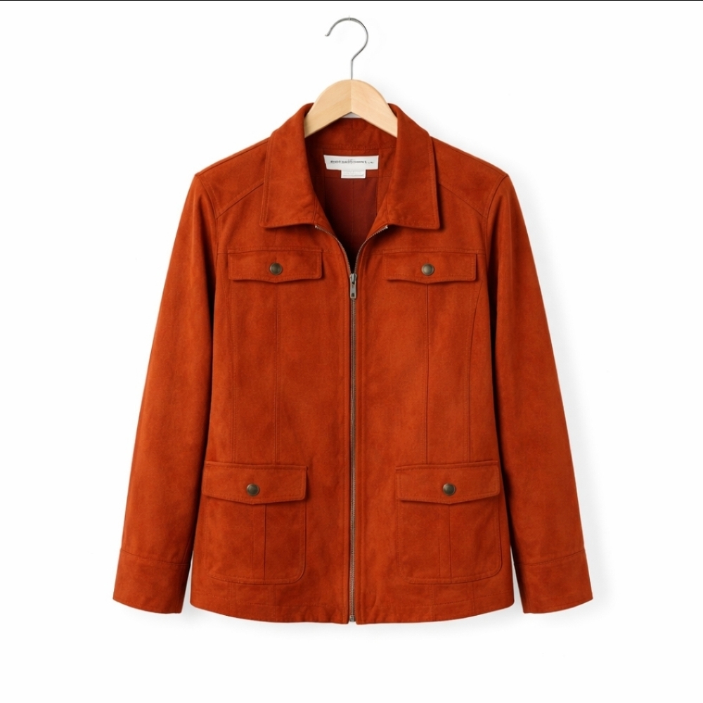 Studio Works Orange Faux Suede Jacket Petite Size 12P